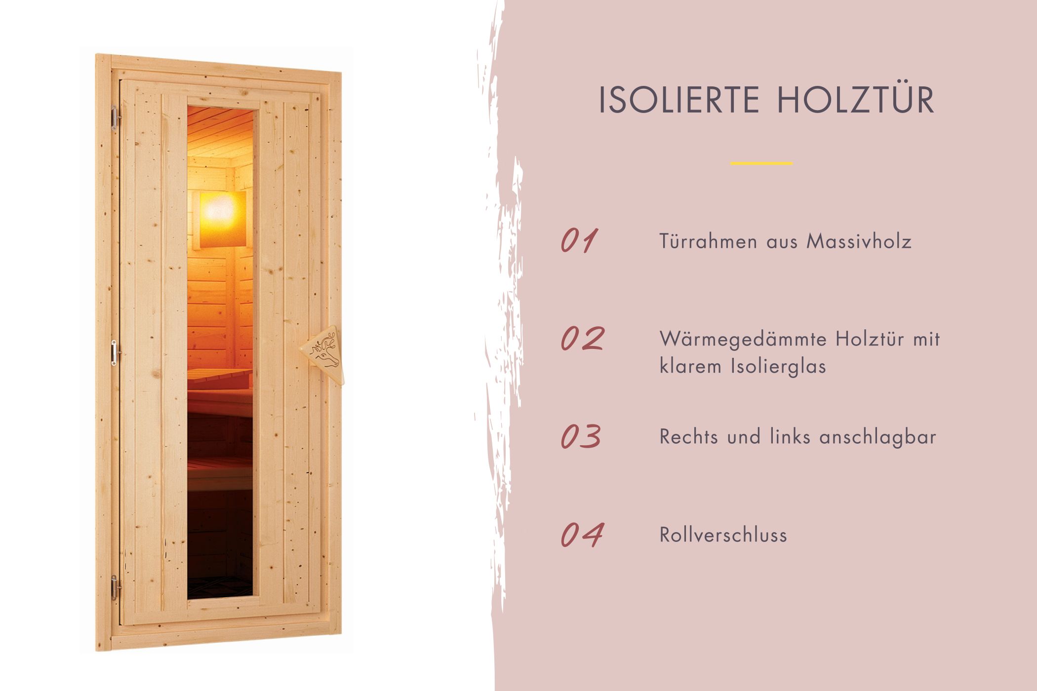 Saunatürelement Isolierte Sauna Holztür / Lagerabverkauf