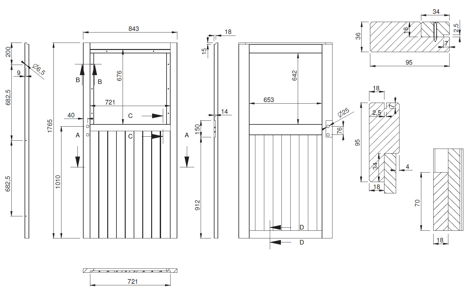 Instrumententafel, Konstruktionszeichnung, Maßbild, Schematisch, Abmessungen